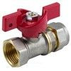 Кран шаровой латунь никель 1016 Euro Дн 16х1/2" Ру16 ВР/обжим бабочка красная Aquasfera 1016-01 .