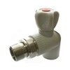 Клапан (вентиль) PP-R запорный серый Дн 20х1/2" Ру25 НР угловой для радиатора RTP (РосТурПласт) 15821, миниатюра — 0