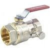 Кран шаровой DADO латунь со спускником R910S никель Ду 15 Ру42 ВР 1/2" рычаг красный полнопроходной со спускником Giacomini R910SX003