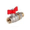 Кран шаровой латунь никель Эксперт Ду 25 Ру40 ВР/"американка" полнопроходной бабочка красная Dist Н143Б, миниатюра — 2